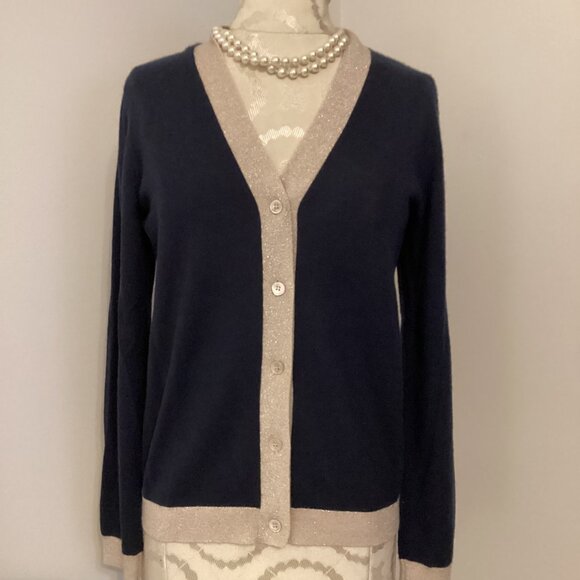 NEIMAN MARCUS CASHMERE COLLECTION V-NECK CARDIGAN S QUIET LUXURY CLASSIC MODERN - Picture 1 of 4